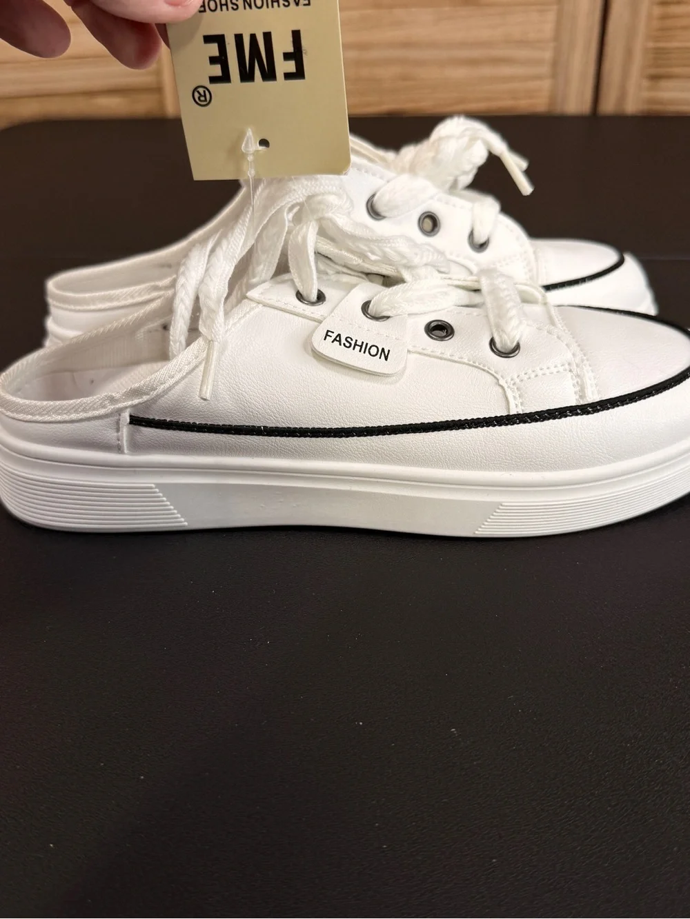 FME Sneakers Slip On Thick Soled Half-Slip In White Comfortable New With Tags 9